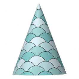 Chapéu De Festa Escamas de Dragão, Ventoinhas, Ondas, Seigaiha, Az