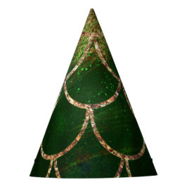 Chapéu De Festa Escamas de Peixe Sereia Brilho Verde e Dourado