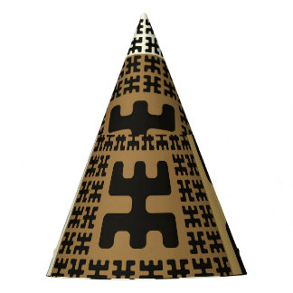 Chapéu De Festa estilo japonês, padrões sem costura de ouro preto.