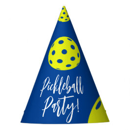 Chapéu De Festa Estilo Retro Neon Blue Themed Pickleball Birday