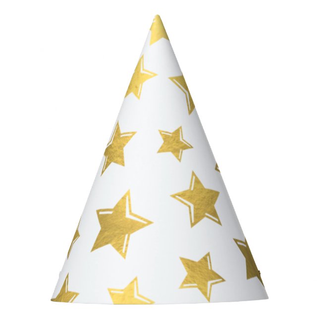 Chapéu de Festa Estrelas Douradas Brilhantes (Frente)