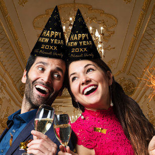 Chapéu De Festa Estrelas e Faíscas Douradas do feliz ano novo