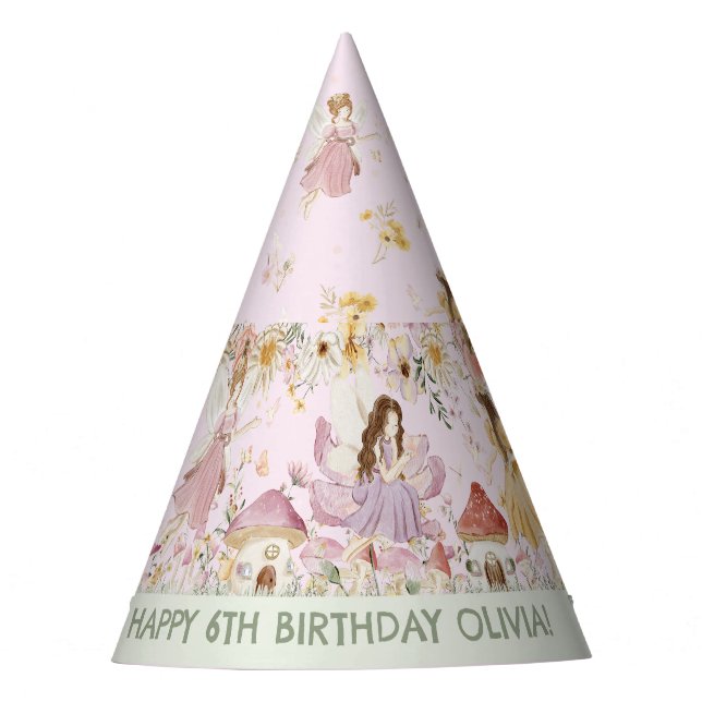 Chapéu De Festa Fairies Wildflower Meadow Flowers Cone Aniversário (Frente)