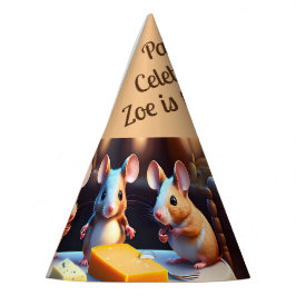 Chapéu De Festa Família de mouse na mesa de jantar, Aniversário de