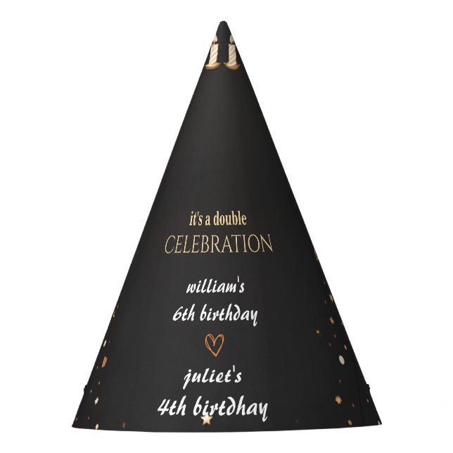 Chapéu De Festa família Sibel Black - moderno Aniversário Comum (Frente)