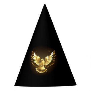 Chapéu De Festa Faux Gold Foil Peace Dove em Preto