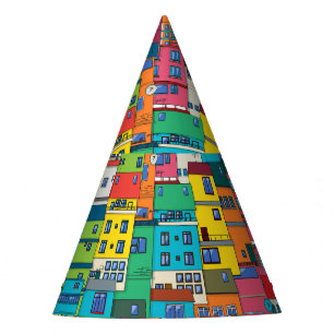 Chapéu De Festa favela urbana brasileira: fundo colorido.