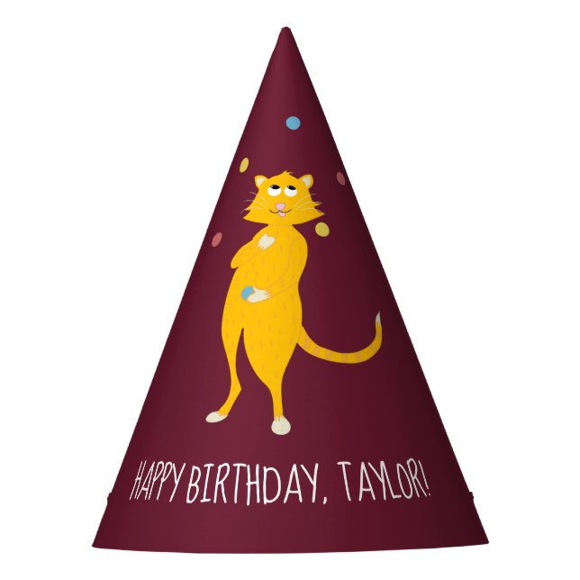 Chapéu De Festa Fazendo malabarismo com gatas personalizadas (Frente)