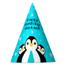 Chapéu De Festa Feliz Aniversário Bonito Pinguins Pescoços Azuis