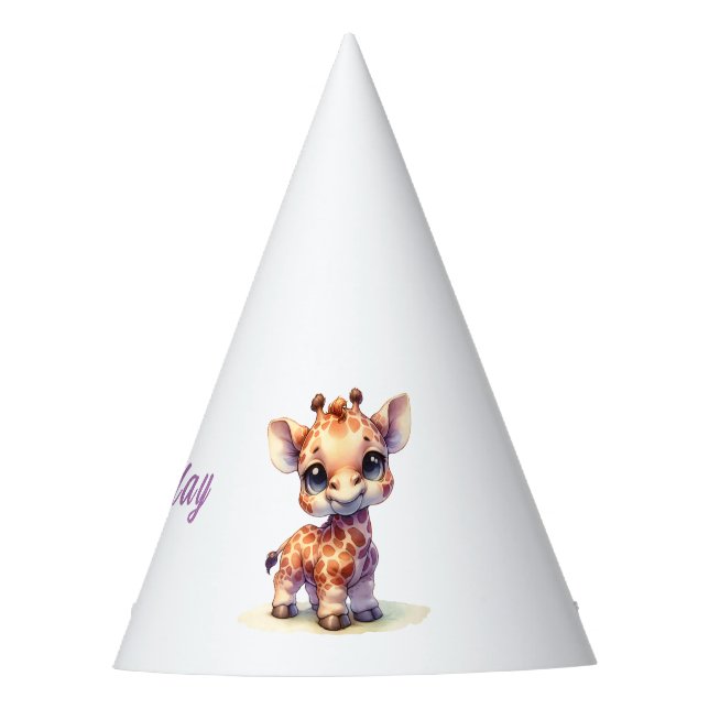 Chapéu De Festa Feliz aniversário da girafa (Frente)
