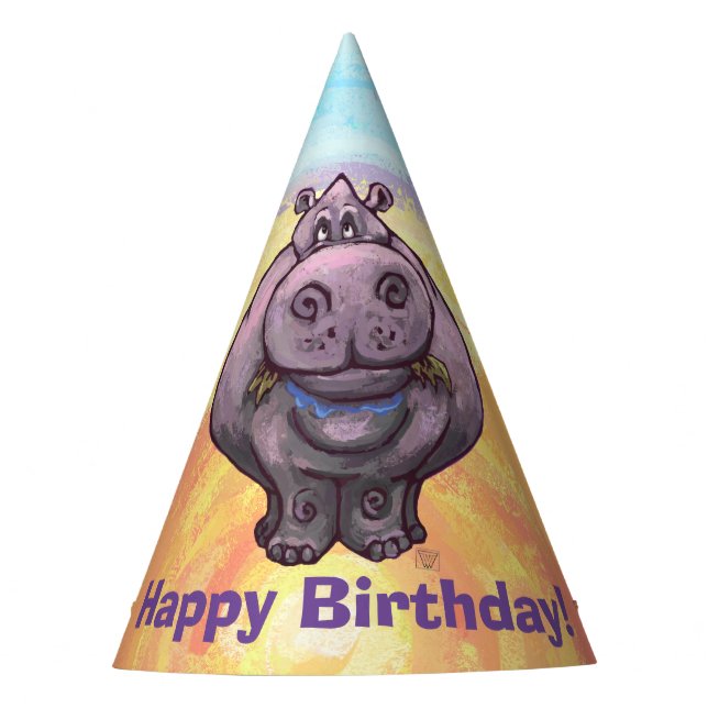 Chapéu De Festa Feliz aniversário de Hippo (Frente)