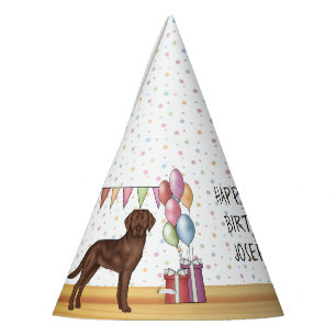 Chapéu De Festa Feliz Aniversário do Cachorro de Chocolate Labrado