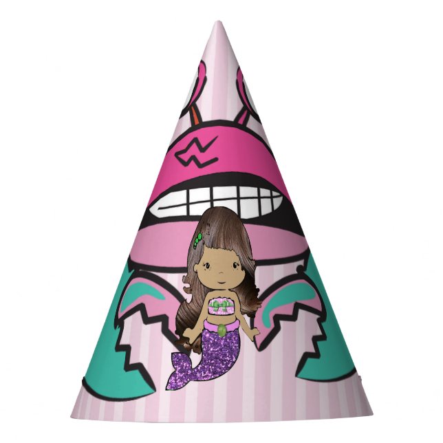 Chapéu De Festa Feliz Aniversário Purplee Sereia Aniversário Chapé (Frente)