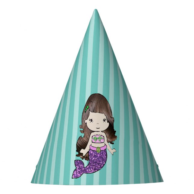 Chapéu De Festa Feliz Aniversário Púrpura Sereia Feliz Aniversário (Frente)