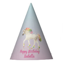 Feliz Aniversário Rainbow Unicorn Name - Party Hat
