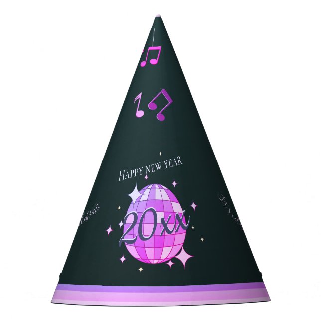 Chapéu De Festa Feliz ano novo 2025 rosa púrpura preto (Frente)