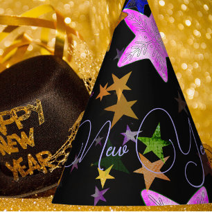 Chapéu De Festa Feliz ano novo de estrelas brilhando multicores!