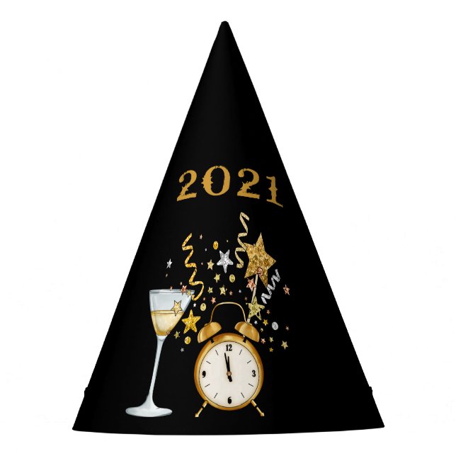Chapéu De Festa Feliz ano novo preto 2021 (Frente)