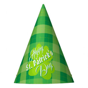 Chapéu De Festa Feliz Dia de São Patrício Tartã Verde Trevo Sortud