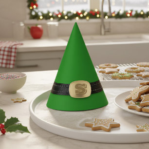 Chapéu De Festa Feliz Natal Verde Elf Monogramed Festa Hat