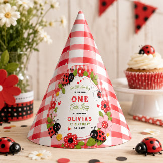 Chapéu De Festa Festa de 1º Aniversário One Cute Bug Floral Ladybu