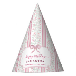 Chapéu De Festa Festa de Aniversário com Laço Coquette Floral Rosa