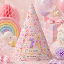 Festa de Aniversário de 7 Anos Menina Arco-Íris Pa