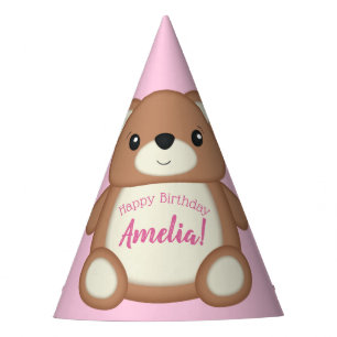 Chapéu De Festa Festa de aniversário de Bebê do Urso Rosa
