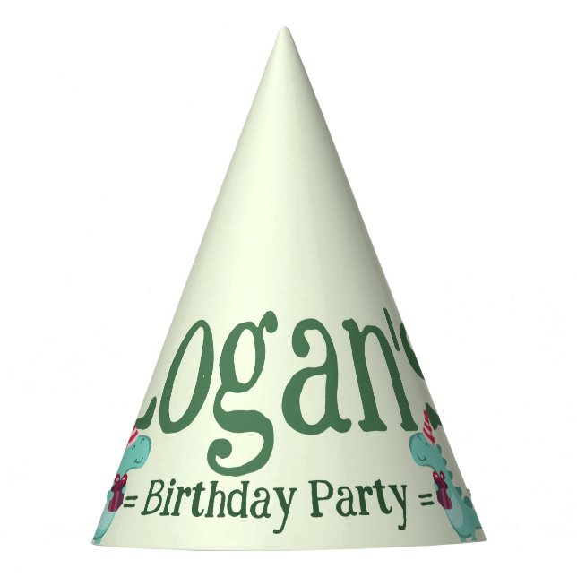 Chapéu De Festa Festa de aniversário de Dinossauro de Cartoon (Frente)