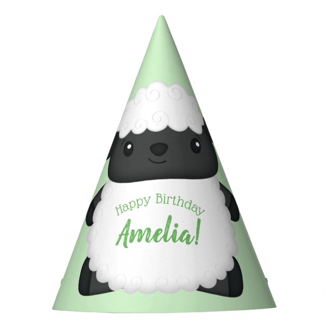 Chapéu De Festa Festa de aniversário de Ovinos Verde (Frente)