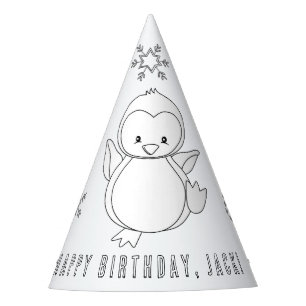 Chapéu De Festa Festa de aniversário de pinguins - Colore o seu pr