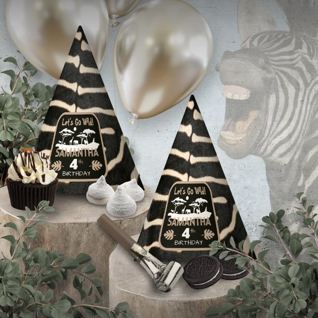 Chapéu De Festa Festa de aniversário de Zebra com Impressão Animal (Criador carregado)
