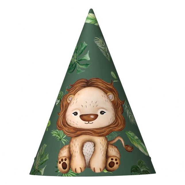 Chapéu De Festa Festa de Leão Selvagem Uma Selva de Aniversário (Frente)