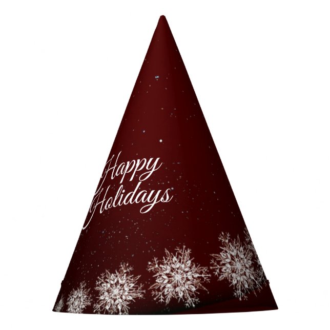 Chapéu De Festa Festa de Natal Crystal Snowflakes Red Rustic (Frente)