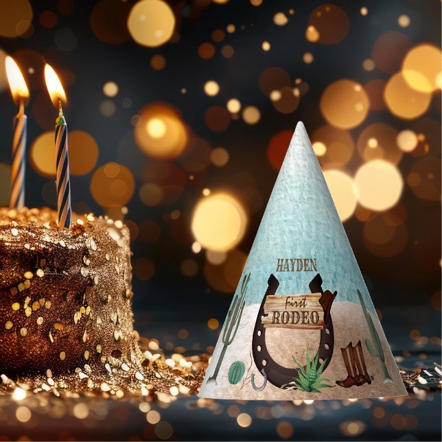 Chapéu De Festa Festa de primeiro aniversario Rodeo Cowboy Ocident (First Rodeo Cowboy Western Boy 1st Birthday Party Hat)