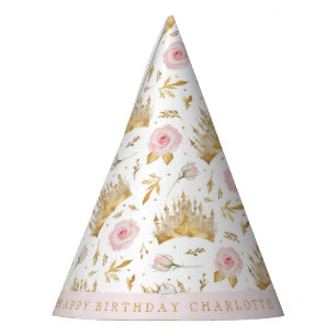 Chapéu De Festa Festa de Princesa Rosa e Dourada - Aniversário Rea