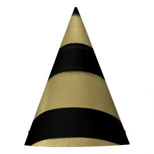 Chapéu De Festa Festa Moderno Glam Preto e Dourado Pintura Traço F