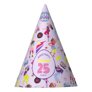 Chapéu De Festa Festa Retro Groovy Roller Disco Lila Millennial