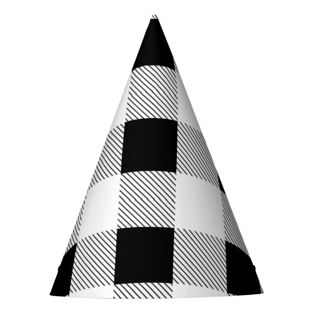 Chapéu De Festa festa xadrez búfalo preto e branco de casa de faze (Frente)