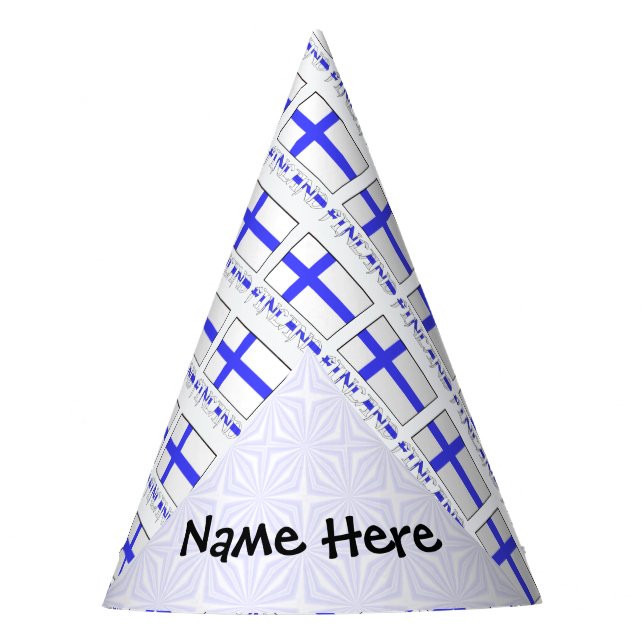 Chapéu De Festa Finlândia Bandeira Finlandesa Personalizada Nome (Frente)
