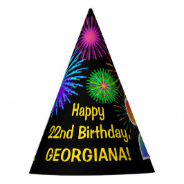 Chapéu De Festa Fireworks divertido + Rainbow Pattern "22" Anivers