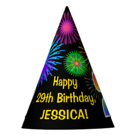 Chapéu De Festa Fireworks divertido + Rainbow Pattern "29" Anivers