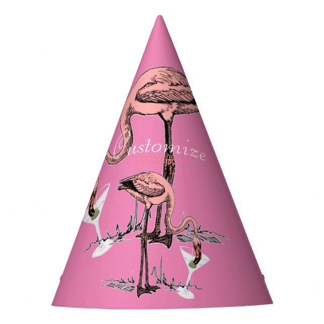 Chapéu De Festa Flamingo Bebendo Martini Thunder_Cove (Frente)