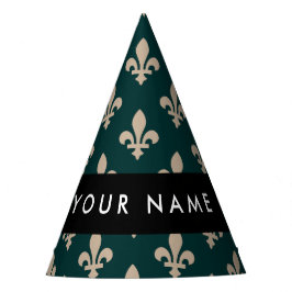 Chapéu De Festa Fleur de Lis, Beige on Green, Royal, Your Name