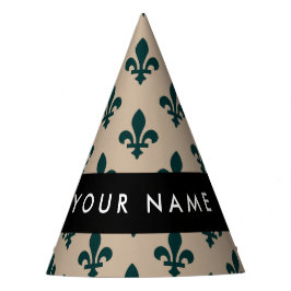 Chapéu De Festa Fleur de Lis, Verde sobre Bege, Real, Seu Nome