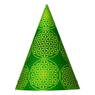 Chapéu De Festa Flor da vida - padrão do selo - verde