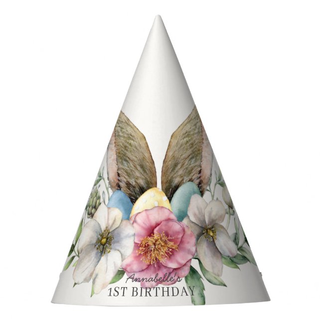 Chapéu De Festa Floral Bunny Ear Birthday (Frente)