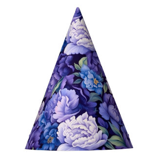 Chapéu De Festa Flores brancas, azuis e brilhantes
