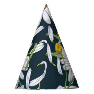 Chapéu De Festa Flores Chamomila: Cor Azul Escura Da Água.