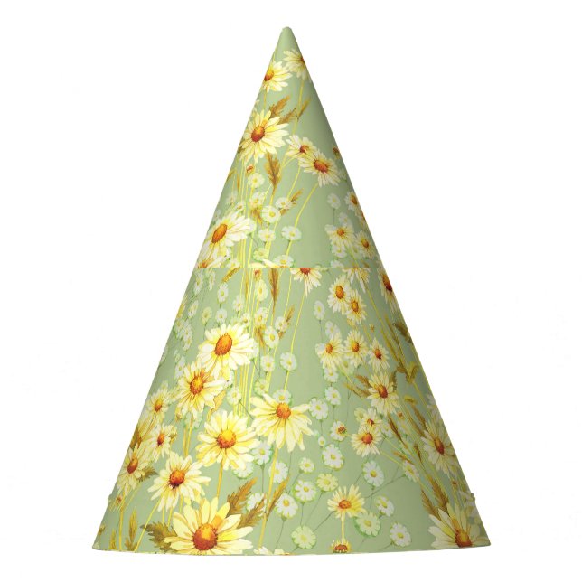 Chapéu De Festa Flores de Margarida: Escuro-Escuro-Marisco. (Frente)